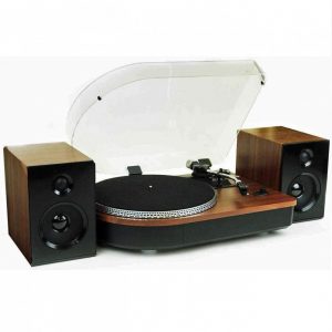 Steepletone Camden Turntable with Speakers & Bluetooth | Wood Effect