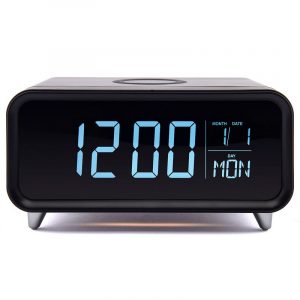 Athena Alarm Clock With Wireless Phone Charging - Black