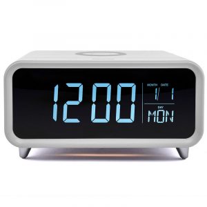 Athena Alarm Clock With Wireless Phone Charging - White