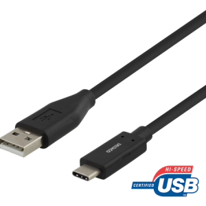 Deltaco 1Mtr USB C Charge / Sync Cable - Black