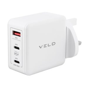 Veld Super-Fast 65W Charger 3 Port QC USB-C VHG65JW 1
