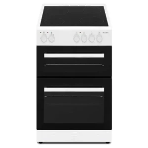 PowerPoint 50cm Double Cavity Cooker | Ceramic Hob | White | P05C2SWH